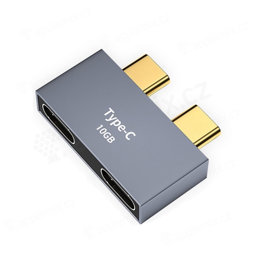 Adaptér/redukcia 2x USB-C na 2x konektor USB-C - konektor proti opotrebovaniu - sivý