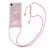 Kryt pre Apple iPhone Xr - Šnúrka - Pohyblivé trblietky - Strieborné / Ružové srdce