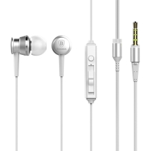 Sluchátka Baseus pro Apple zařízení - špunty - ovládání + mikrofon - kov / guma