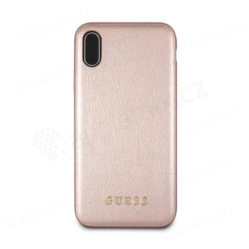 Kryt GUESS IriDescent pro Apple iPhone Xr - plastový / umělá kůže - Rose Gold růžový