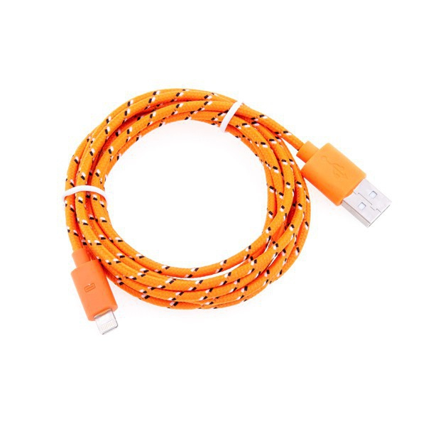 Synchronizační a nabíjecí kabel Lightning pro Apple iPhone / iPad / iPod - tkanička - oranžový - 2m