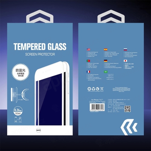 Tvrzené sklo (Tempered Glass) DEVIA pro Apple iPhone 7 Plus - 2,5D okraj - Anti-blue-ray - bílé - 0,26mm