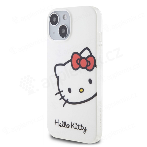 Kryt HELLO KITTY pre Apple iPhone 15 - Hlava Hello Kitty - plast/guma - biely