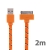 Synchronizačný a nabíjací kábel s 30pinovým konektorom pre Apple iPhone / iPad / iPod - Šnúrka - Plochý oranžový - 2 m