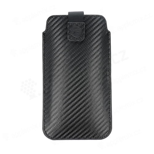 Puzdro FORCELL s vreckom pre Apple iPhone Xr / 11 / 12 / 13 /14 - karbónový vzor - syntetická koža - čierne