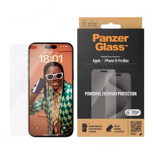 Tvrzené sklo (Temperd Glass) PANZERGLASS pro Apple iPhone 15 Plus - classic fit