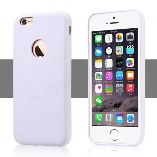 Ochranný plastový kryt USAMS pro Apple iPhone 6 / 6S s výřezem na logo - povrchová úprava - umělá kůže - bílý