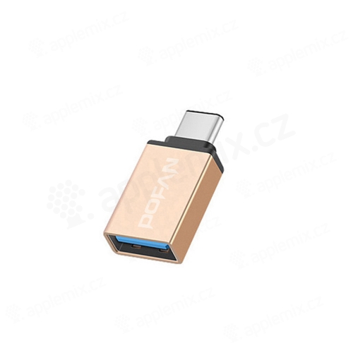 Přepojka / redukce USB-C samec na USB-A 3.0 samice - kovová - zlatá