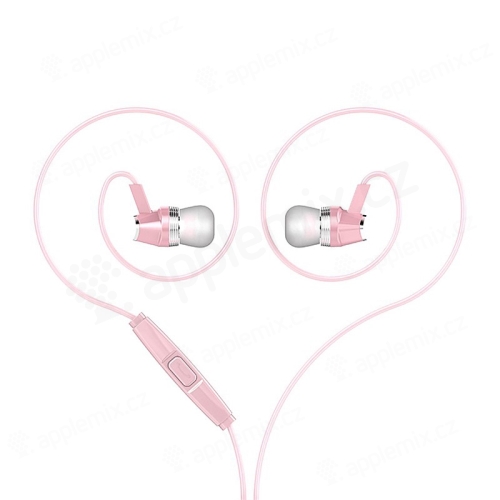 Sluchátka HOCO M4 pro Apple a další zařízení - ovládání + mikrofon - růžová