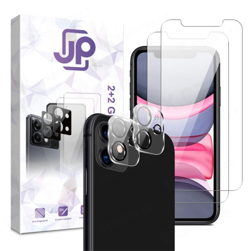 Tvrdené sklo JP Combo Pack pre Apple iPhone 11 - číre - sada 2 kusov + 2x sklo pre 2,5D objektív - číre