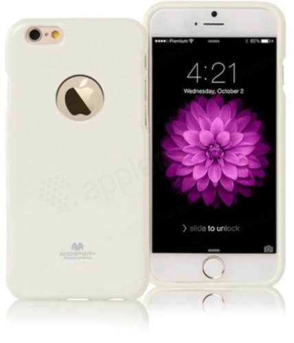 Kryt Mercury pro Apple iPhone 6 Plus / 6S Plus gumový s výřezem pro logo - jemně třpytivý - bílý