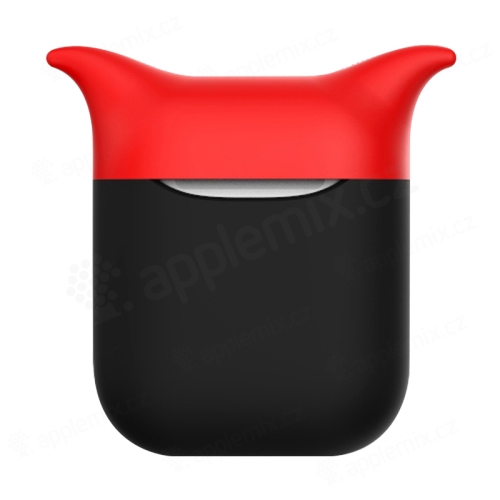 Puzdro / obal pre Apple AirPods - silikónové - čierne / červené - diabolské