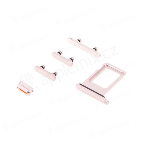 Rámček / zásuvka na kartu Nano SIM + bočné tlačidlá pre Apple iPhone 13 - ružový - Kvalita A+
