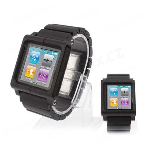 Hliníko-silikonové hodinkové pouzdro pro iPod nano 6.gen. - černé