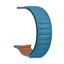 Řemínek TACTICAL pro Apple Watch 45mm / 44mm / 42mm - magnetický - kožený - tmavě modrý