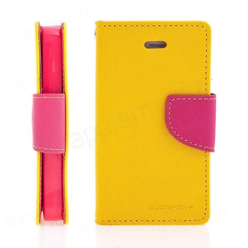 Pouzdro Mercury Fancy Diary pro Apple iPhone 4 / 4S, stojánek a prostor pro platební karty - žluté