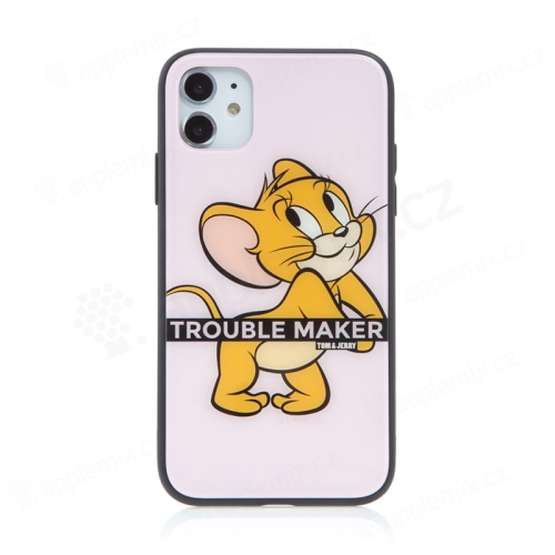 Kryt Tom a Jerry pre Apple iPhone 11 - Jerry the Bully - Sklenený - Ružový