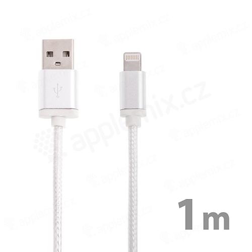 Synchronizační a nabíjecí kabel Lightning pro Apple iPhone / iPad / iPod - nylonový - bílý - 1m