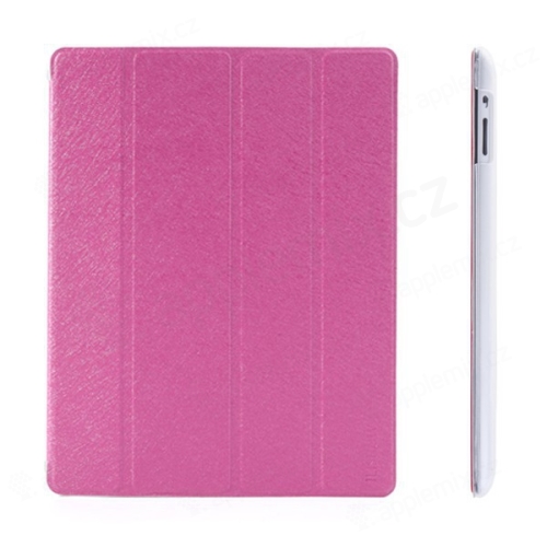 Pouzdro + Smart Cover pro Apple iPad 2. / 3. / 4.gen. - růžové průhledné - elegantní textura