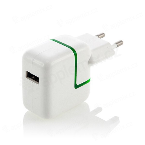 10W EU napájecí adaptér / nabíječka pro Apple iPad / iPhone / iPod - bílá s LED indikátorem