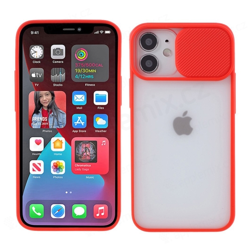 Kryt pro Apple iPhone 12 / 12 Pro - matná záda - krytka fotoaparátu - plastový / gumový - červený