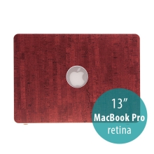 Obal / kryt pro Apple MacBook Pro 13 Retina (model A1425, A1502) - plastový tenký / potah umělá kůže - červený / hnědý