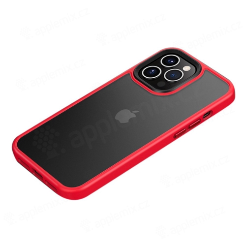 Kryt MOCOLO pro Apple iPhone 13 - plastový / gumový - průsvitný černý / červený rámeček
