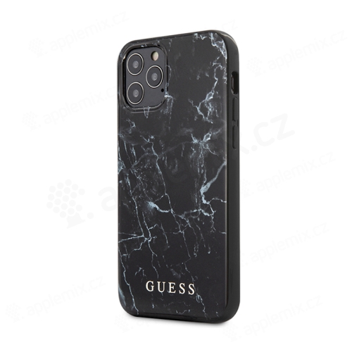 Kryt GUESS Marble pre Apple iPhone 12 Pro Max - plast / guma - mramor - čierny