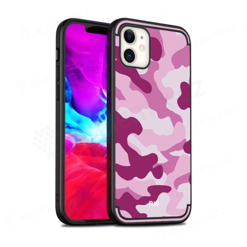 Kryt NXE Camouflage pre Apple iPhone 12 / 12 Pro - guma/plast - maskáčový vzor - ružový