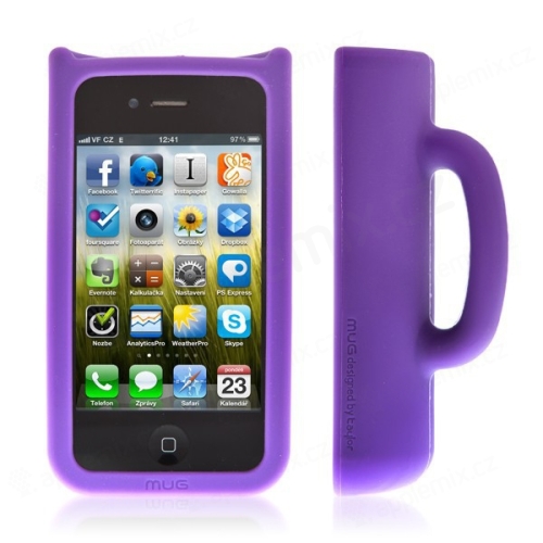 Ochranný kryt a stojánek pro Apple iPhone 4 / 4S Taylor Mug - fialový