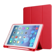 Pouzdro / kryt pro Apple iPad Air 3 / Pro 10,5&quot; - funkce chytrého uspání + stojánek - gumová záda - červené