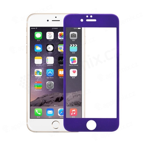 Odolné tvrdené sklo (Tempered Glass) na prednej strane Apple iPhone 6 / 6S (hrúbka 0,3 mm) - fialový rám