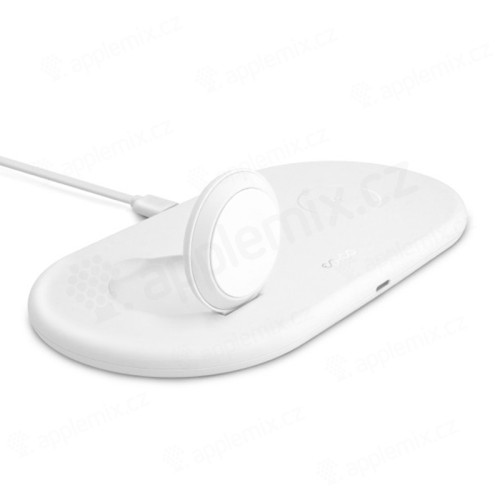 Bezdrôtová nabíjačka 2v1 EPICO Qi pre Apple Watch / iPhone + adaptér USB-C - biela