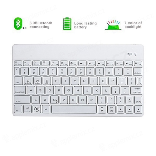 Univerzální mobilní klávesnice bluetooth 3.0 - podsvícená klávesnice - bílá