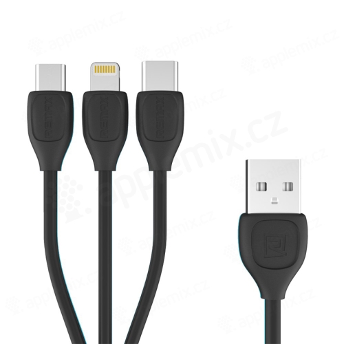 Synchronizačný a nabíjací kábel 3v1 REMAX Lightning + konektory USB-C + micro USB - čierny - 1 m