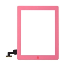 Přední dotykové sklo (touch screen) pro Apple iPad 2.gen. - osazený díl - Home Button + středový rámeček - růžové
