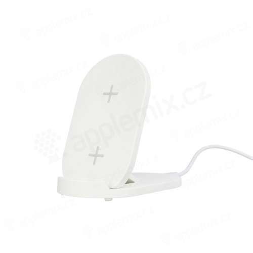 Stojánek / Qi nabíječka pro Apple iPhone - 2x cívka - skládací - 15W - bílá