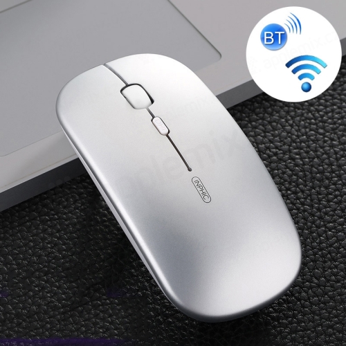 Myš optická bezdrátová PM1 - Bluetooth 4.0 / 5.0 + USB přijímač - nabíjecí - stříbrná