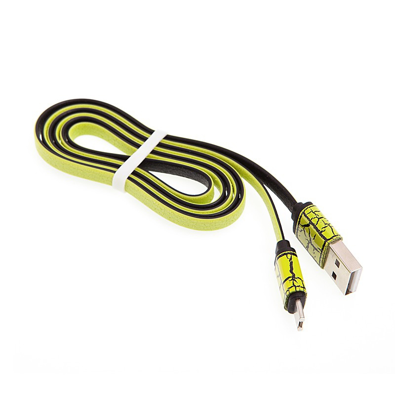 Kabel 2v1 synchronizační a nabíjecí Lightning a micro USB - žlutý / zelený - 1m