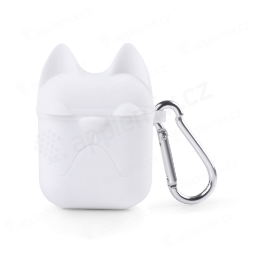 Pouzdro / obal pro Apple AirPods - silikonové - kočička - bílé