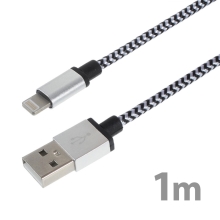 Synchronizační a nabíjecí kabel Lightning pro Apple zařízení - tkanička - stříbrný - 1m