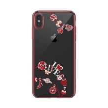 Kryt KAVARO pro Apple iPhone Xs Max  s kamínky - plastový - srdce - červený