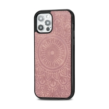 Kryt pro Apple iPhone 12 / 12 Pro - mandala - MagSafe kompatibilní - umělá kůže - Rose Gold růžový
