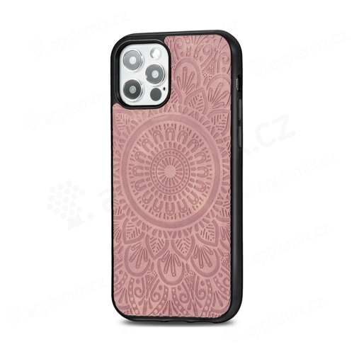 Kryt pro Apple iPhone 12 / 12 Pro - mandala - MagSafe kompatibilní - umělá kůže - Rose Gold růžový