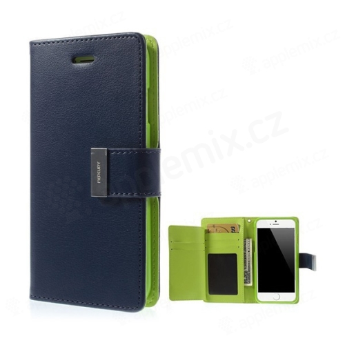 Peňaženkové puzdro Mercury s magnetickým klipom pre Apple iPhone 6 Plus / 6S Plus - modro-zelené