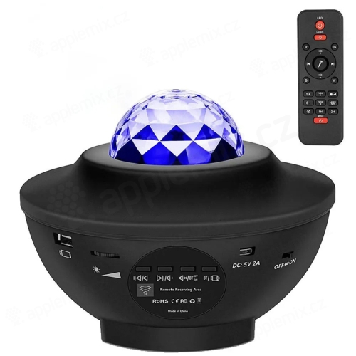 Bluetooth reproduktor + disko koule / laserový projektor - USB-A konektor - dálkové ovládání - černý