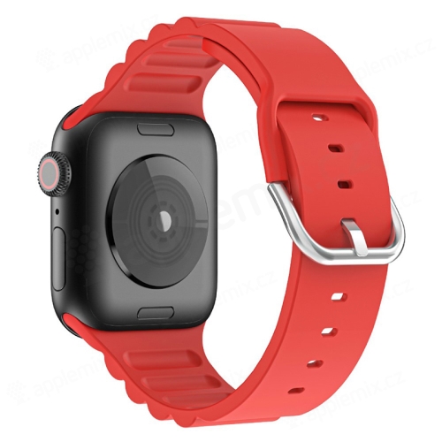 Remienok pre Apple Watch 41 mm / 40 mm / 38 mm - s prúžkami - silikónový - červený