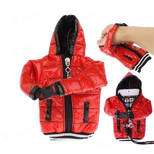 Ochranné pouzdro červená bunda s kapucí se šňůrkou na krk pro Apple iPhone / iPod a podobná zařízení