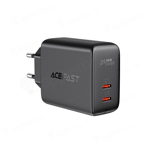 40W EU adaptér / nabíjačka ACEFAST - 2x USB-C (20+20W) Power Delivery - čierna