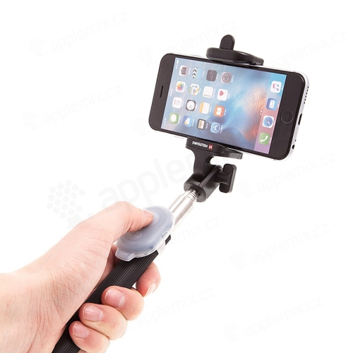 Selfie tyč / monopod SWISSTEN teleskopická + bluetooth dálkové ovládání / spoušť - černá
